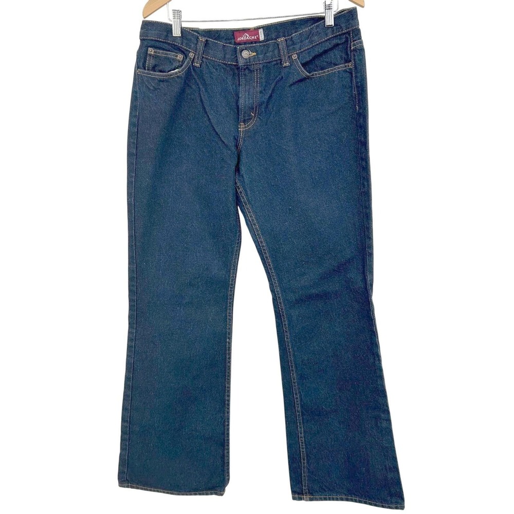 Vintage Jordache Jeans Womens 17/18 Long Cotton Dark Wash Low Rise Flare Y2K